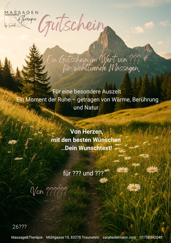 Eleganter Massage-Gutschein mit Pfingstrosen-Motiv