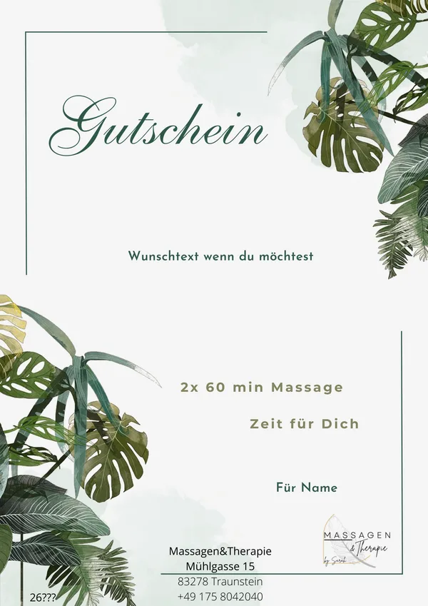 Floraler Massage-Gutschein in zarten Pastelltönen