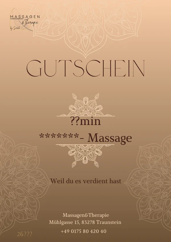 Massage-Gutschein mit Mandala-Motiv in Bernsteintönen