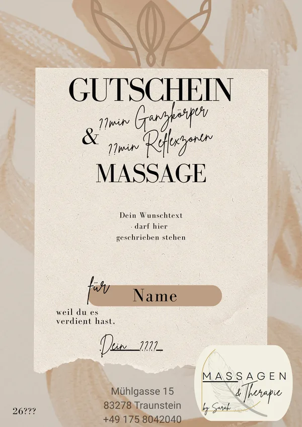 Massage-Gutschein mit warmer Wellness-Ästhetik
